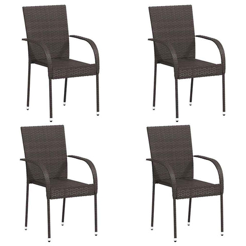 Stackable Outdoor Chairs 4 pcs Poly Rattan Brown 310083