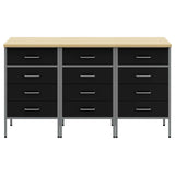 Work Cabinet with Drawer 3 pcs Black and Grey 150 x 55 x 85 cm 3321368