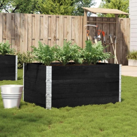 ZNTS Garden Planter Black 120x80 cm Solid Wood Pine 3295424