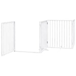 Dog Gate with Door Foldable 10 Panels White 800 cm Poplar Wood 3155567