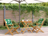 3 Piece Bistro Set Leaf Pattern Fabric and Solid Wood 3281800
