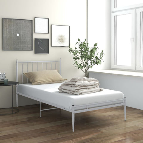 ZNTS Bed Frame without Mattress White Metal 100x200 cm 325013