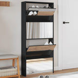 Shoe Cabinet with Mirror 4-Layer Black 63x17x134 cm 3228274