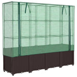 ZNTS Raised Bed with Greenhouse Cover Rattan Look 160x40x153 cm 4015803