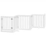 Dog Gate with Door Foldable 6 Panels White 300 cm Poplar Wood 352245