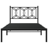 Metal Bed Frame without Mattress with Headboard Black 100x190cm 376122
