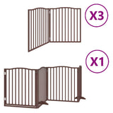 Dog Gate with Door Foldable 10 Panels Brown 800 cm Poplar Wood 3155639