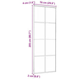 Sliding Door Black 76x205 cm Tempered Glass and Aluminium 155225