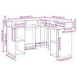 Desk with Shelf Black Oak 130 x 130 x 91 cm Engineered wood 3365617