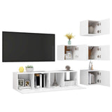 6 Piece TV Cabinet Set White Engineered Wood 3078720