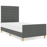 ZNTS Bed Frame Dark Grey 90x190 cm Fabric 3344614