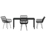 Garden Dining Set 5 pcs Black Powder-Coated Steel 3379187