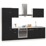 ZNTS 7 Piece Kitchen Cabinet Set Black Engineered Wood 3067632