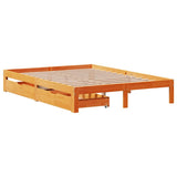 Bed Frame with Drawers without Mattress Wax Brown 140x190 cm 3301962