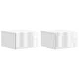 Wall-Mounted Bedside Cabinet with Drawer 2 pcs High Gloss White 898434
