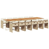 13 Piece Garden Dining Set with Cushions Beige Poly Rattan 3211132
