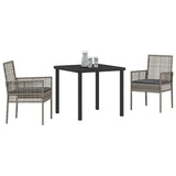 Garden Dining Set with Cushion 3 pcs Grey Poly Rattan 3379877