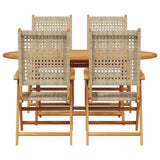 Garden Dining Set Folding 5 pcs Beige Solid Acacia Wood 3375734