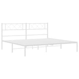 Metal Bed Frame without Mattress with Headboard White 200x200cm 372333