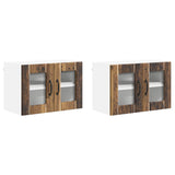 Wall Glass Cabinet LUCCA 2 pcs Old Wood 60 x 31 x 40 cm 884982