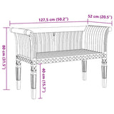 Garden Bench Brown 127.5 x 52 x 80 cm Solid teak wood 42006347