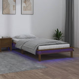 LED Bed Frame without Mattress Honey Brown 75x190cm Solid Wood 820634