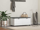Hall Bench White 80 x 38 x 46 cm Engineered Wood and Fabric 891480