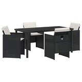 Garden Dining Set 5 pcs Black Poly Rattan 3380591