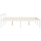 Bed Frame White Solid pine wood, Plywood 160 x 200 cm Bed Frame 810625