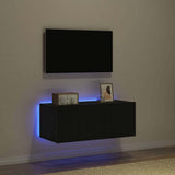 TV Wall Cabinet Black Oak 80 x 35 x 31 cm Engineered Wood 863108