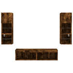 6 Piece TV Wall Units with LED Smoked Oak Engineered Wood 3216619