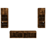 6 Piece TV Wall Units with LED Smoked Oak Engineered Wood 3216619