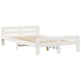 Bed Frame without Mattress White 135x190 cm Double Solid Wood Pine 855488