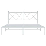 Metal Bed Frame without Mattress with Headboard White 150x200cm 376553