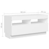 TV Cabinet with LED Lights White 180x35x40 cm 3081897