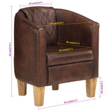 Tub Chair Dark Brown Real Leather 359640