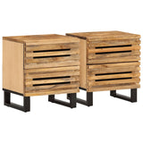 ZNTS Bedside Cabinets 2 pcs 40x34x46 cm Solid Wood Rough Mango 377427