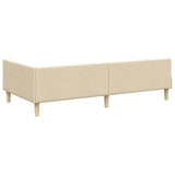 Corner Bed Frame with Headboard Cream 90 x 190 cm Fabric 42016115