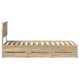 Bed Frame with Drawer Sonoma Oak 75 x 190 cm Engineer Wood 3410758