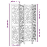 Room Divider 4 Panels Black Solid Wood Paulownia 358755