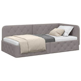 Corner Bed Frame with Headboard Taupe 90 x 190 cm Fabric 42016492