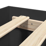 ZNTS Bed Frame without Mattress Black 120x190 cm Small Double Engineered Wood 3295696