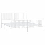 Metal Bed Frame without Mattress with Footboard White 193x203cm 350955