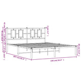Metal Bed Frame without Mattress with Headboard White 150x200cm 374292