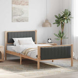 Bed frame Brown and dark grey 100 x 200 cm Solid pine wood 878490