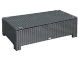 PE Rattan Coffee Table, Rectangular Outdoor Coffee Table with Tempered Glass Top, 70 KG Capacity for T3398P315945