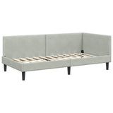 Corner Bed Frame Light Grey 80 cm x 200 cm Velvet 42016206