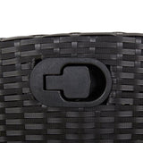7 Piece Garden Dining Set with Cushions Black Poly Rattan 3212454