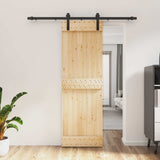 Sliding Door Natural and Black 70 x 210 cm Solid Pine Wood 3444896