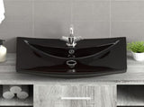 Black Luxury Ceramic Basin Rectangular with Overflow & Faucet Hole 140689